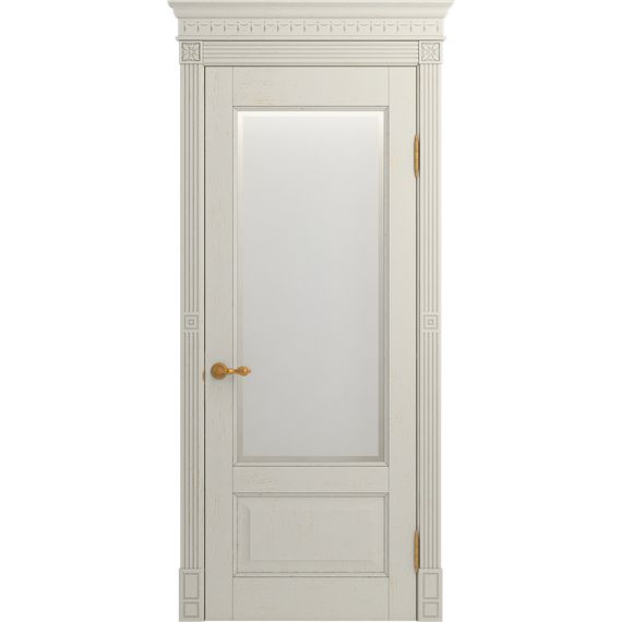 Межкомнатная дверь массив дуба Viporte Классика 1 белая эмаль остеклённая