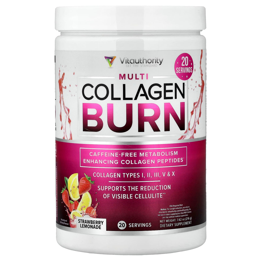 Vitauthority, Multi Collagen Burn, клубничный лимонад, 216 г (7,62 унции)