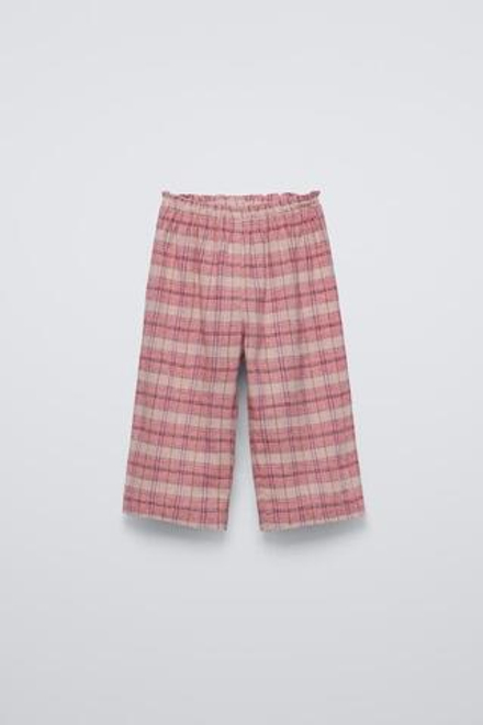 ZARA БРЮКИ В КЛЕТКУ, РОЗОВЫЙ