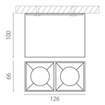 213366 Рамка (светильник) PVC д/LED-модулей 941хх и LED-ламп D50мм RULLO 2x QUAD БЕЛЫЙ