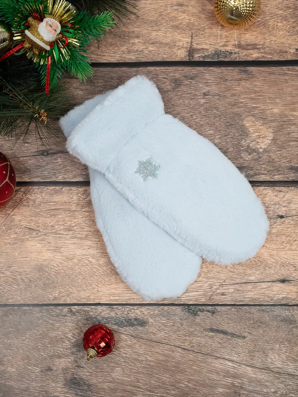 варежки зимние пушистые экомех