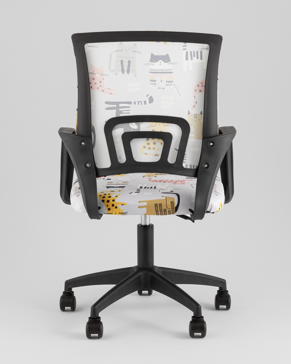 Кресло офисное TopChairs Simple SN Junior принт Blue Cats пластик черный