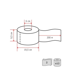 Бумага туалетная д/дисп Veiro Q2 Comf 2сл белая вторич 200м 12рул/уп_T203