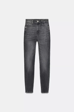 ZARA МОДЕЛИРУЮЩИЕ ДЖИНСЫ TRF С ВЫСОКОЙ ПОСАДКОЙ, АНТРАЦИТОВО-СЕРЫЙ