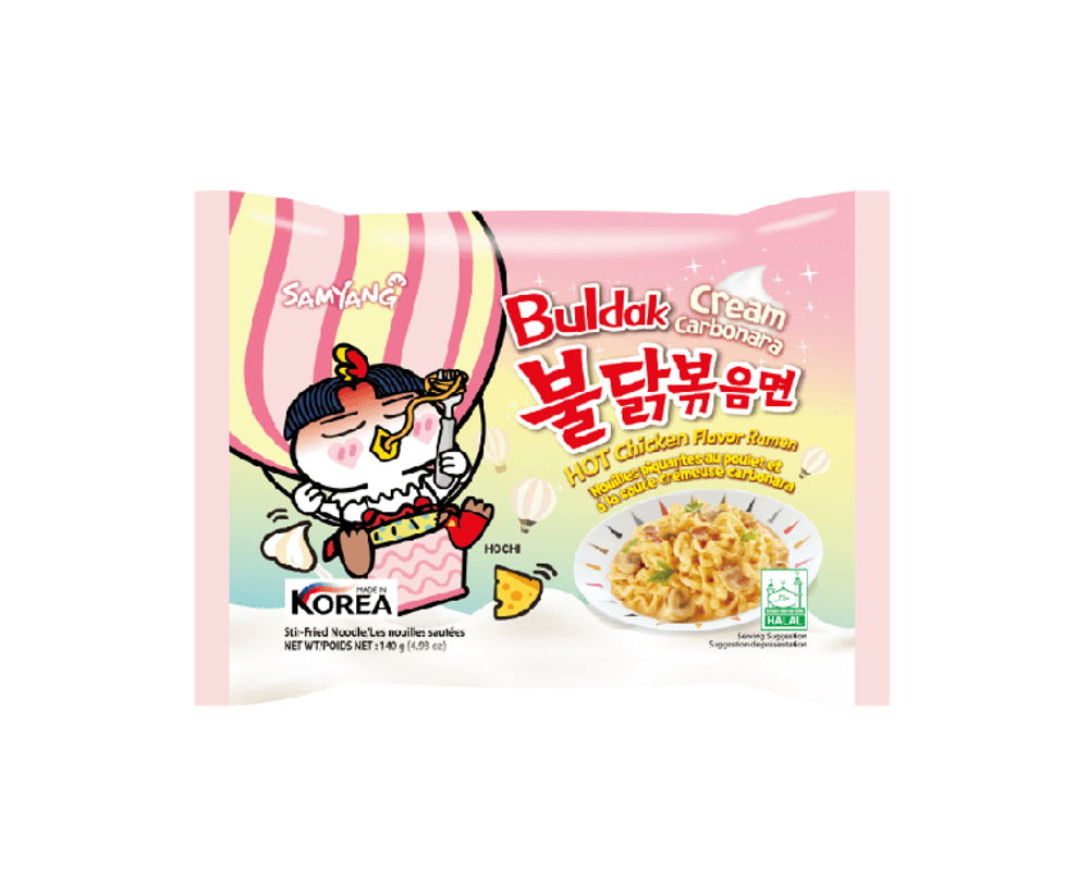 Лапша Buldak со вкусом крем-карбонары Ramen Cream Carbonara, 140 г.