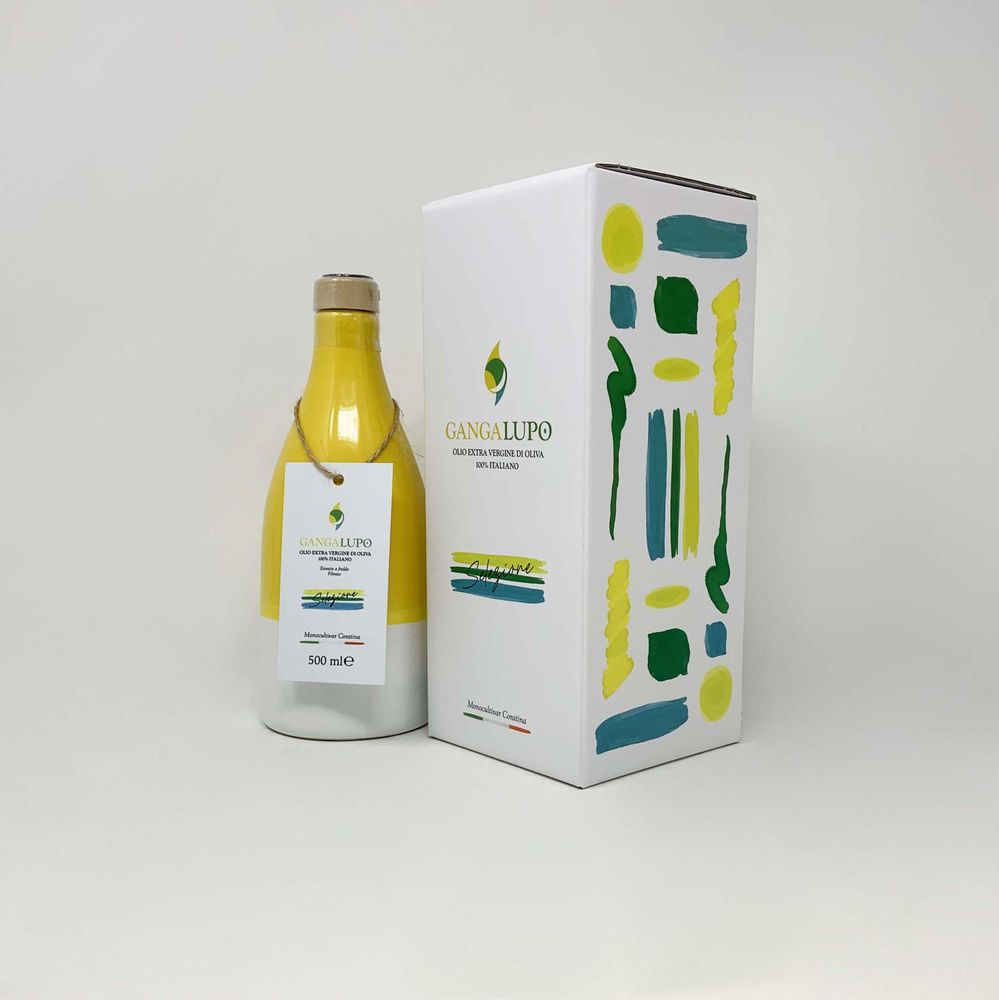 Оливковое масло Гангалупо в желтой керамической бутылке