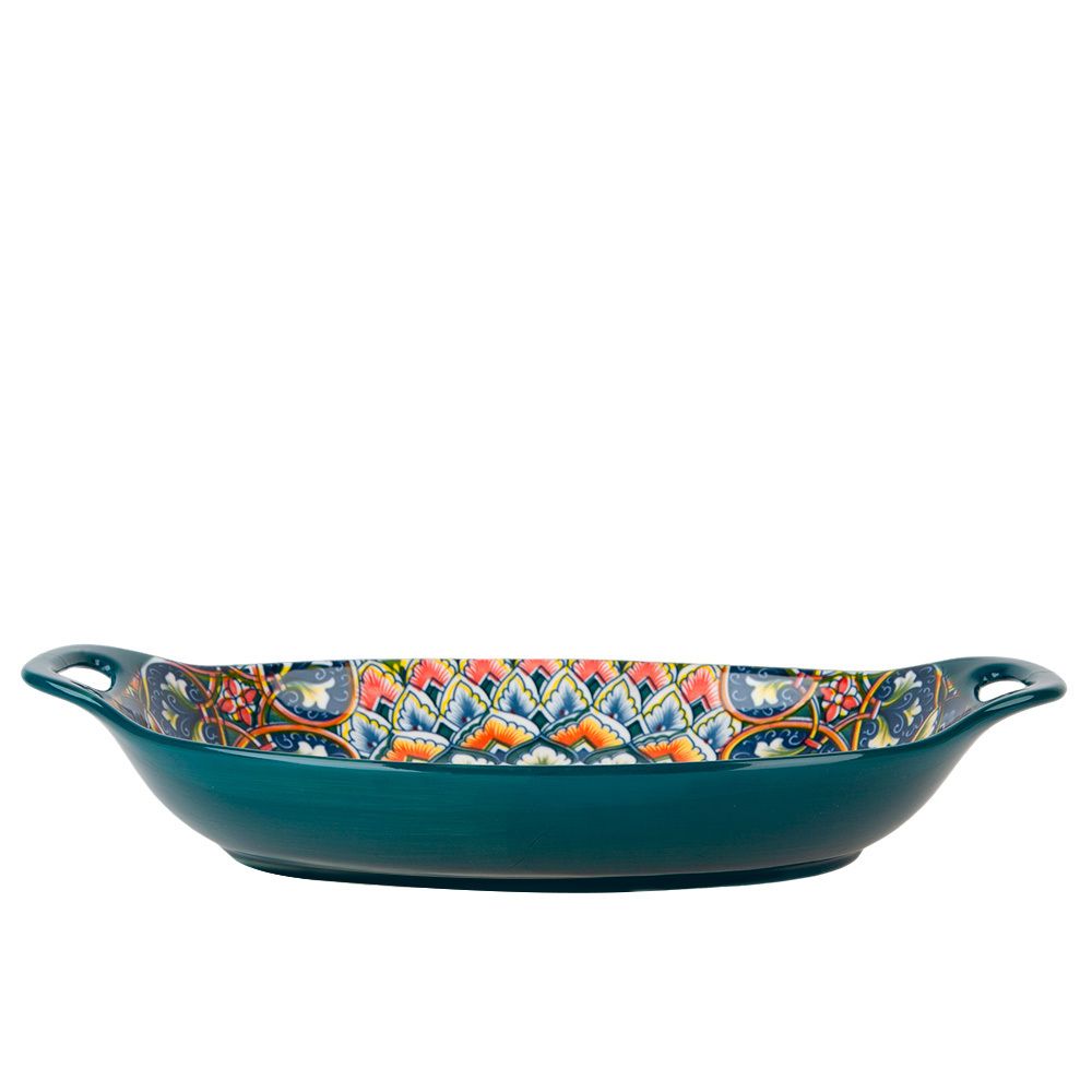 Блюдо с ручками "Arabesque" (зеленый) 31*20*5см (min6) (транспортная упаковка)