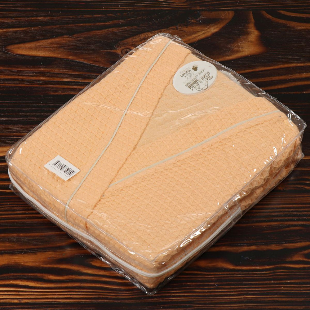 Халат унисекс, ваф, 100%хл, персик, XL-XXL, 52-54, Barkas, AI-0106007