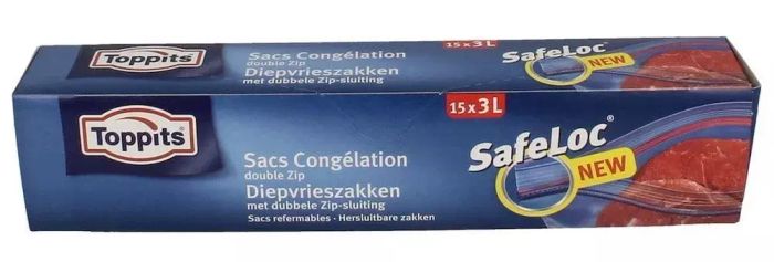 Пакеты для заморозки Toppits с застёжкой Safeloc, 15 х3л