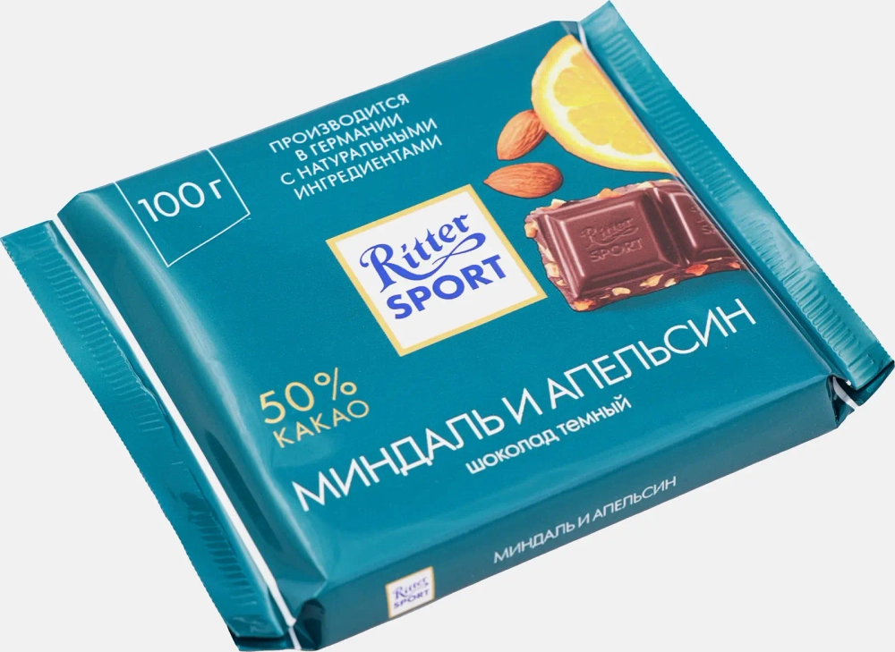 Шоколад Темный Миндаль и апельсин Ritter Sport 50% 100г