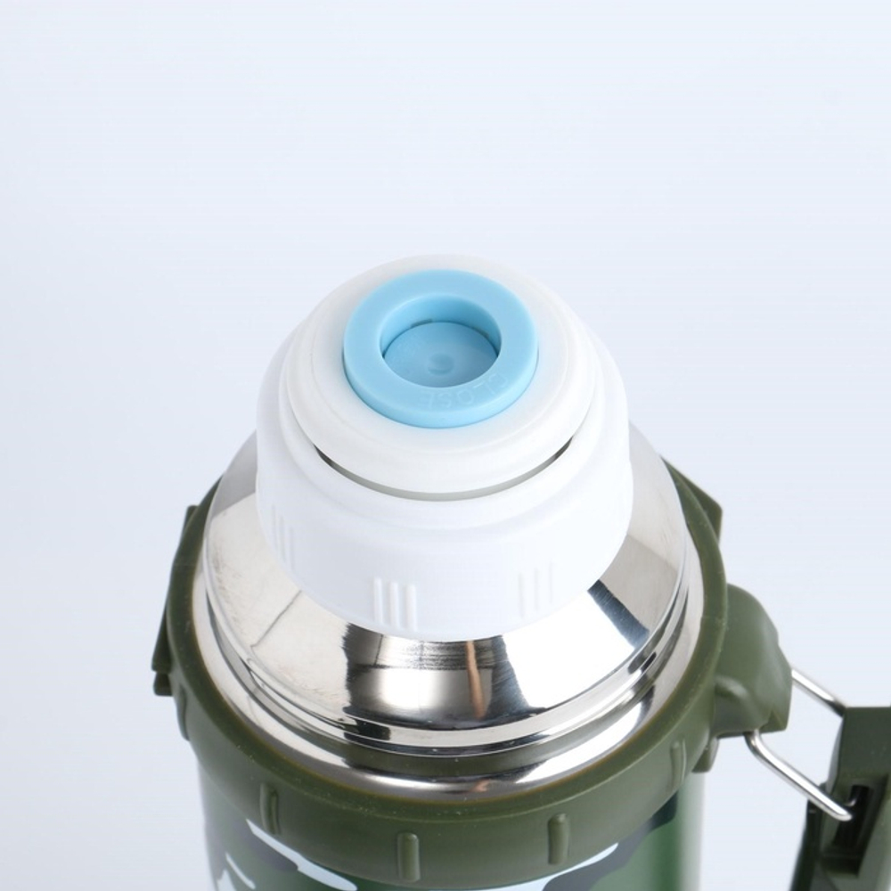 Термос Мастер К «Движение», 1.2 л, 11×29 см, с кружкой, сохраняет тепло 18 ч, нержавеющая сталь, зелёный