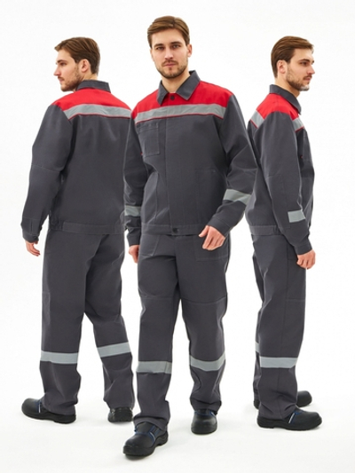 Костюм Липецк-1 СОП CH (тк.Смесовая,280) брюки, т.серый/красный