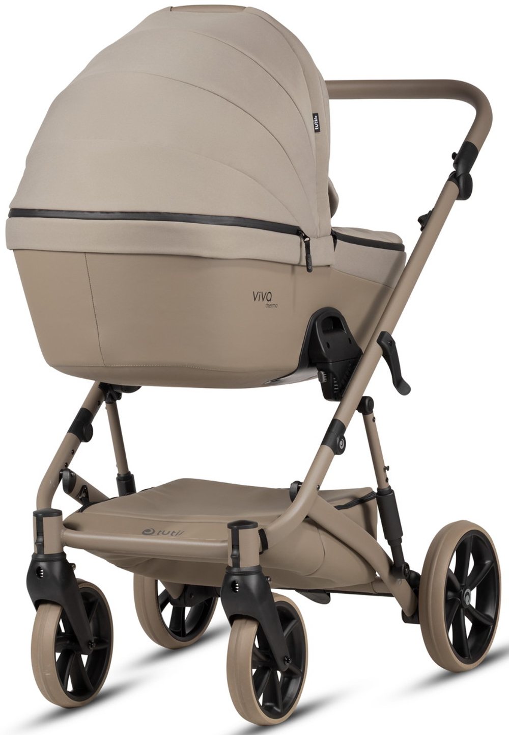 Детская коляска Tutis Viva 6 Plus Essential 4 в 1 с автокреслом Elo Lux EduSky Black и базой 1612068 Warm Grey