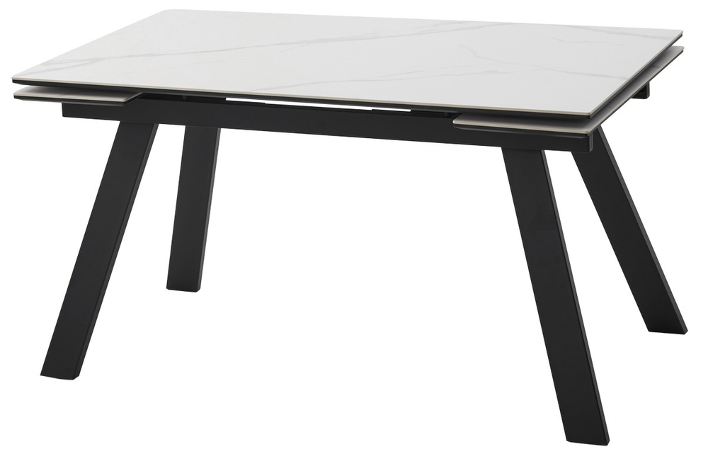 Стол МОРИС-2 140 MATTE БЕЛЫЙ МРАМОР, керамика / Черный каркас, М-City