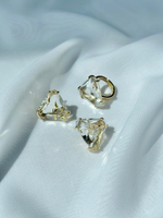 Серьги треугольники прозрачные кристаллы, фурнитура золото