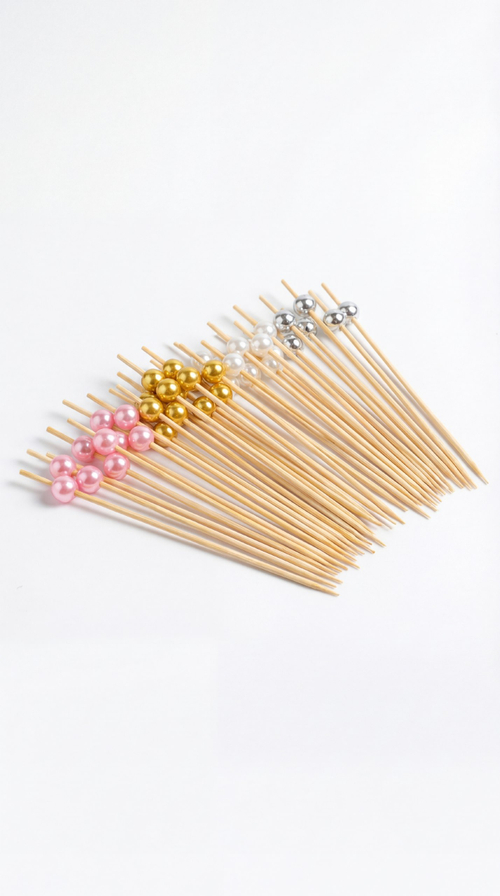 ШПАЖКИ ДЕРЕВЯННЫЕ ЖЕМЧУГ АССОРТИ 12 СМ. 100 ШТ.\40 УП.