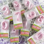 Свеча Цифра, 8 Грани, Розовый, Перламутр, 4,2*6 см, 1 шт. с держат.