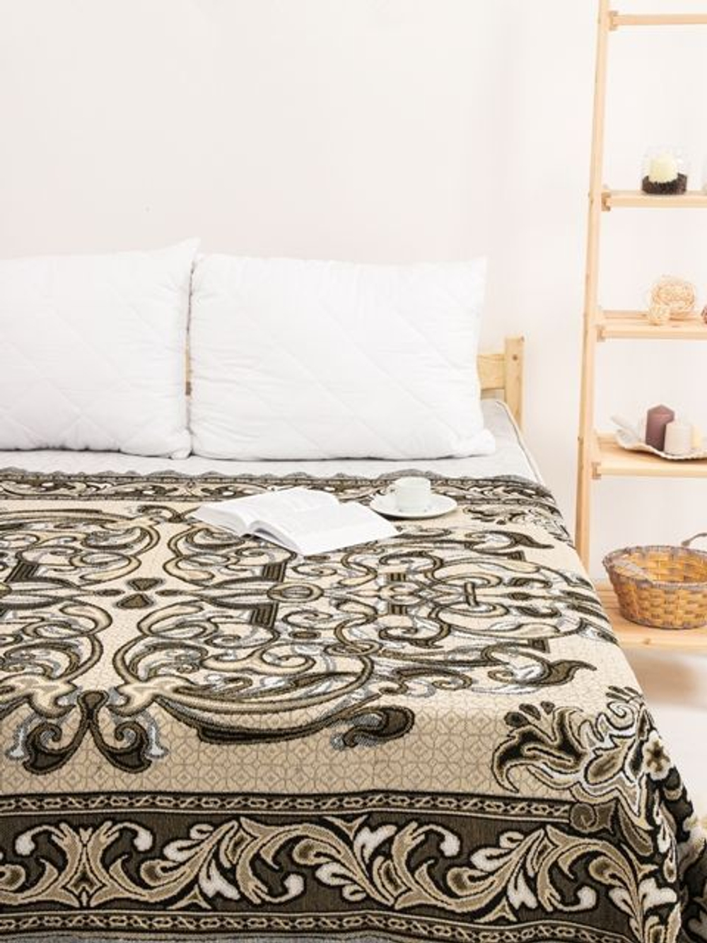 Покрывало 1,5 спальное, Гобелен с размерами: 147x210 см / накидка на диван, кровать, рис. Рапсодия (голубой)