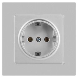 Розетка Intro Accent 6-202-03 2P+E Schuko 16А-250В IP20 СУ AL/CU алюминий | Intro