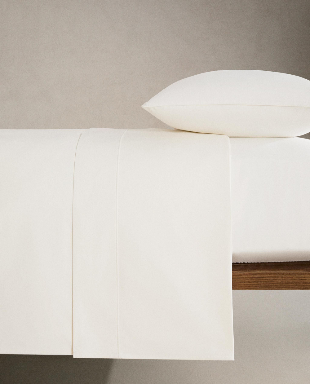 Zara Home - Простыня брюки из ситца, высота 30 см (800 нитей), экрю, 180х200х30 см