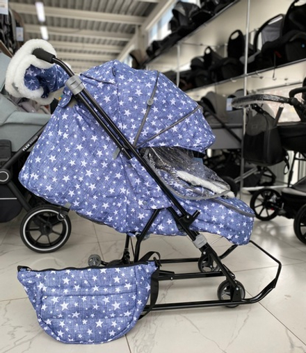 Коляска комбинированная «Наши детки» 6 со звездами джинс (арт. НДТ6/3)