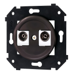 Розетка телевизионная двойная, оконечная, пластик, цвет коричневый B3-306-22