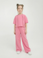 Костюм футболка с брюками палаццо "Розовый" 7+