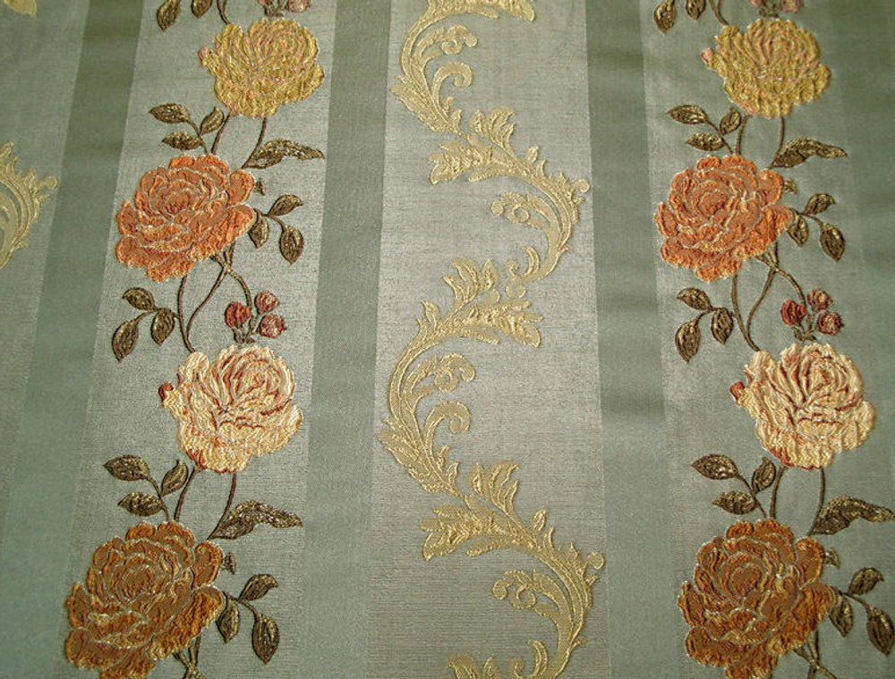 Жаккард Букет полоса большая бирюза