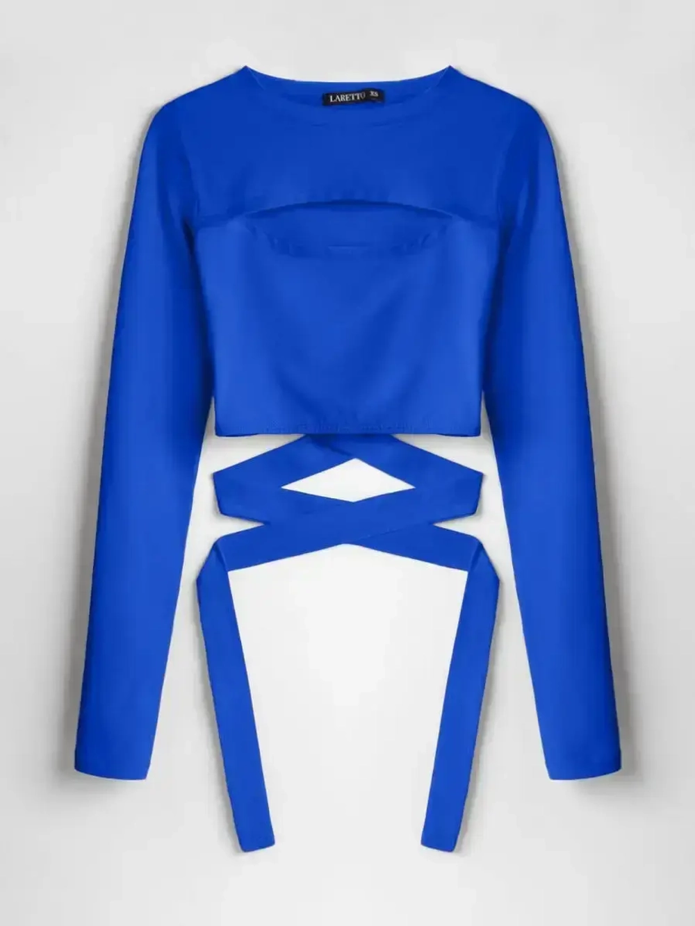 Кроп топ на завязках с длинным рукавом