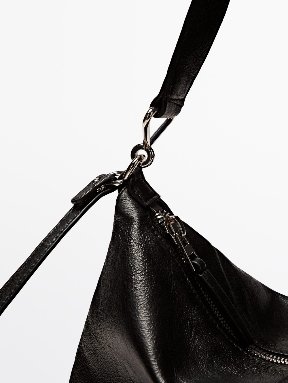 Massimo Dutti Маленькая сумка из кожи наппа с отделениями, черный