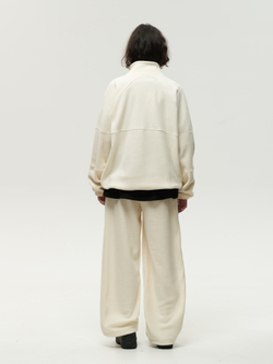 Drawstring Half-Zipped Sweatshirt Cream