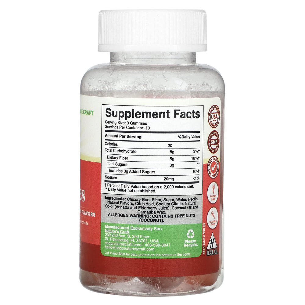 Nature's Craft, жевательные мармеладки с клетчаткой, со вкусом апельсина и ягод, 30 шт.
