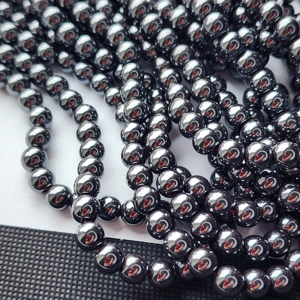 Гематит, гематин (геметин), бусины гладкий шар, 8мм