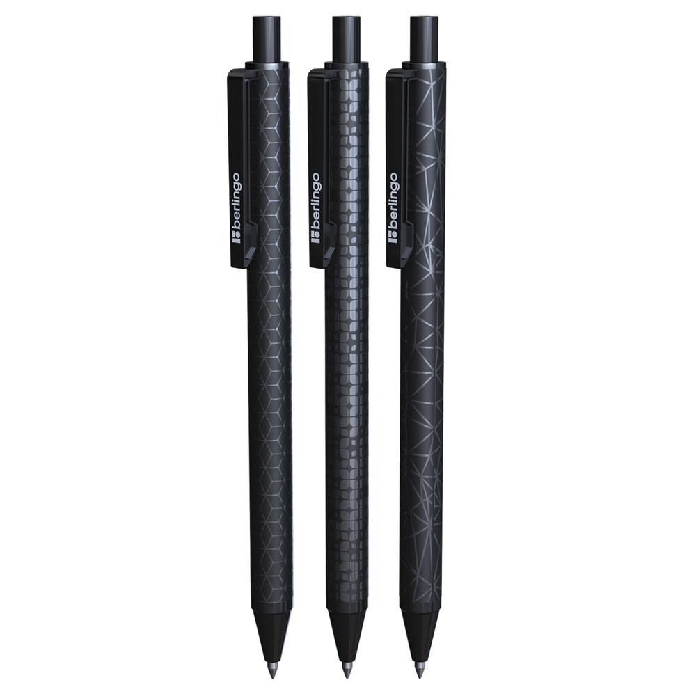 Ручка шариковая автоматическая Berlingo "DoubleBlack" синяя, 0,7мм