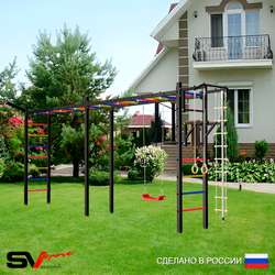 Уличная шведская стенка Sv Sport рукоход х 2 У51611 (Турник/Брусья/"Лодочка"/Кронш бокс/Канат/кольца/лестница)