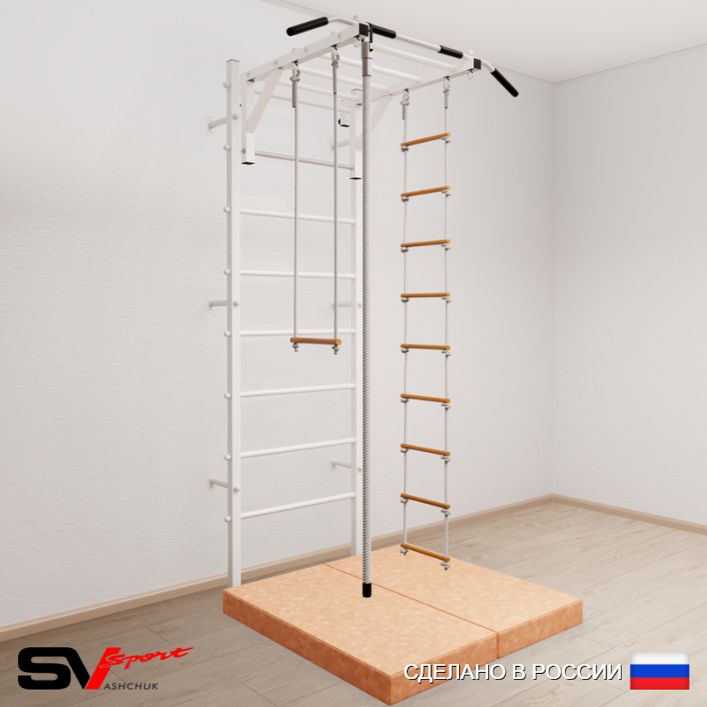 Шведская стенка Sv Sport усиленная 6364 (Турник рукоход/Канат/Лестница/Трапеция/Мат 1м)