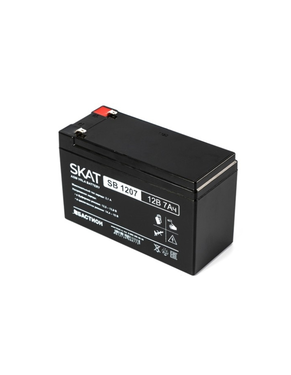 Аккумулятор БАСТИОН SKAT SB 1207 АКБ свинцово-кислотная тип AGM 12V 7Ач I зар.2,1 А, ножевые клеммы F1, гарантия - 18 месяцев (2533)