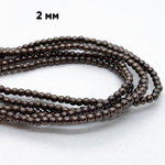Бусины Гематит (имитация), цвет коричневый, размер около 2 мм, цена за нить 180 шт (около 39 см)