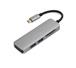 Адаптер Devia Leopard 2 Type-C на HDMI/USB 3.0/USB 2.0/PD 4 в 1 HUB (Grey) (329470)