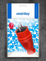 SmartBuy Вилка прямая каучуковая 230В, 2P+PE, 16A, IP44, красный