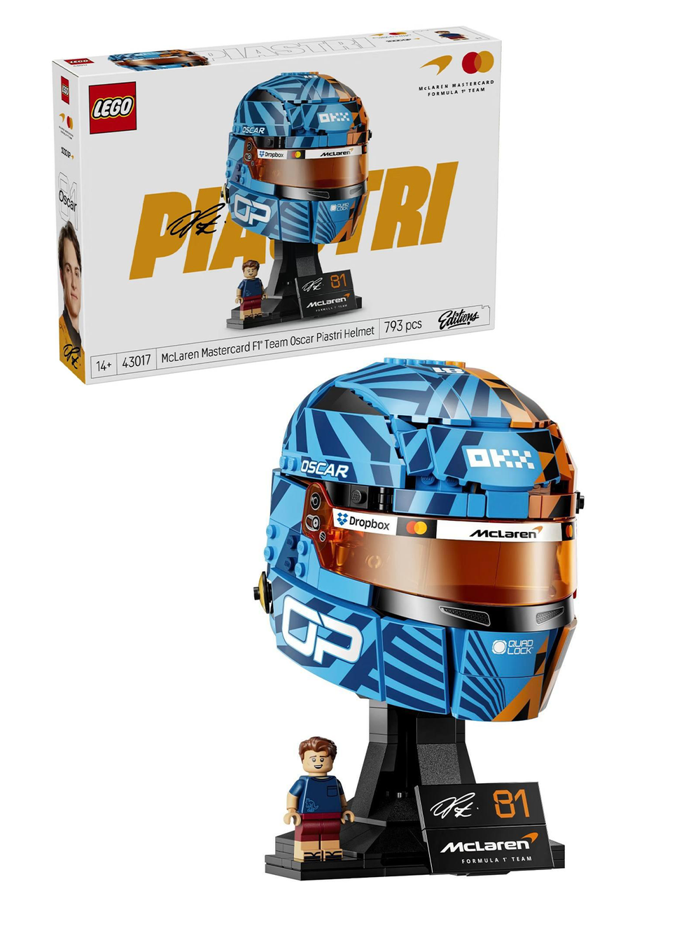 Конструктор лего Editions Шлем Оскара Пиастри 43017 LEGO McLaren Mastercard F1 Team Oscar Piastri Helmet 793 детали 14+