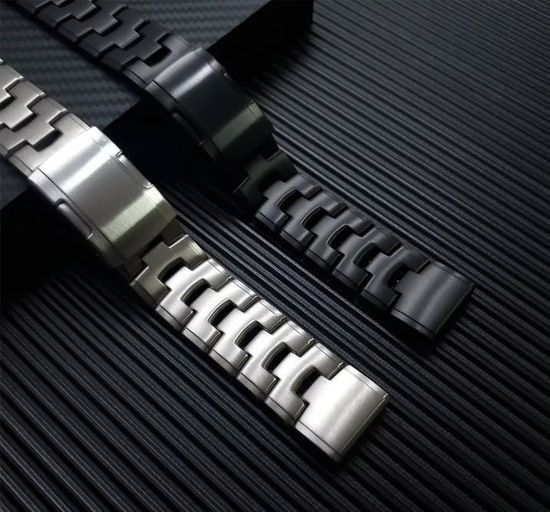 Браслет вентилируемый титановый 22мм для Garmin (циферблат 47 мм) Fenix, Epix Pro Gen 2, MARQ, Quatix быстросъемный QuickFit (Черный)
