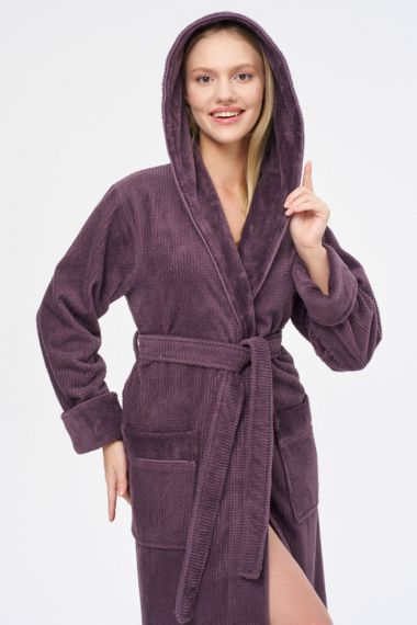 Халат махровый с капюшоном 3879 сухая роза