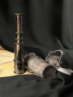 Nautical Подзорная труба в кожаном футляре