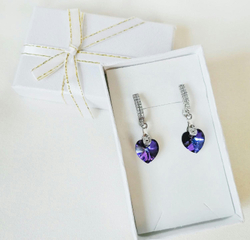 Серьги-сердечки с кристаллами Сваровски