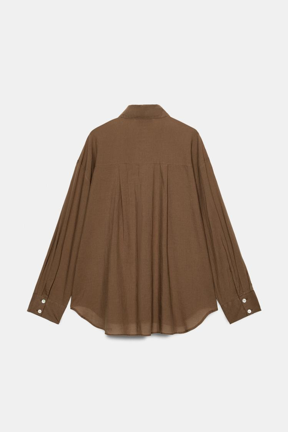 ZARA РУБАШКА ОВЕРСАЙЗ ИЗ ХЛОПКА, КОРИЧНЕВЫЙ