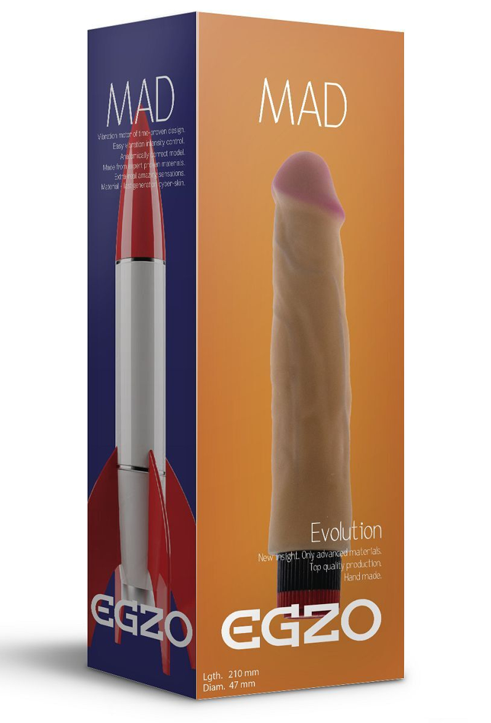 Реалистичный мультискоростной вибратор без мошонки Mad Rocket - 21 см.