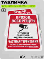 Табличка для частной территории "Парковки нет, частная территория", на дом, для участка, организаций, предупреждающая, 40х30 см, Silver Plane x Айдентика Технолоджи