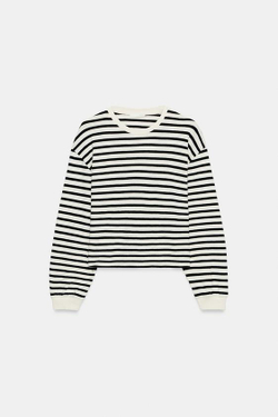 ZARA ФУТБОЛКА В ПОЛОСКУ С ДЛИННЫМИ РУКАВАМИ, ПОЛОСКИ
