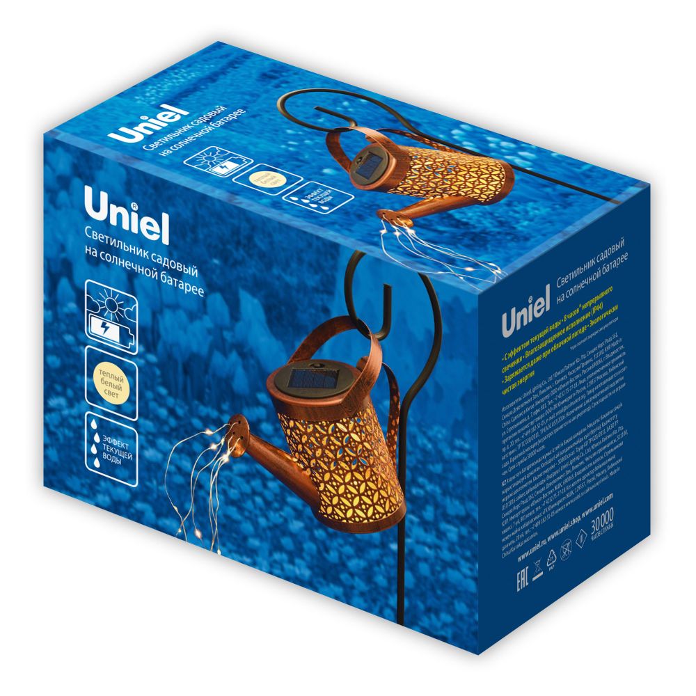 USL-S-822-PT210 SPRINKLER Садовый светильник на солнечной батарее Лейка. 36 светодиодов. Теплый белый свет. 1xАА Ni-Mh аккумулятор в-к. IP44. TM Uniel